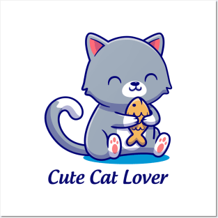 cute cat lover Posters and Art